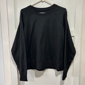 Quince Flowknit Pullover Crewneck Top Womens Size Medium Black Activewear